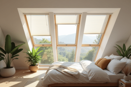 Chambre de grenier lumineuse avec Velux S06 et plantes