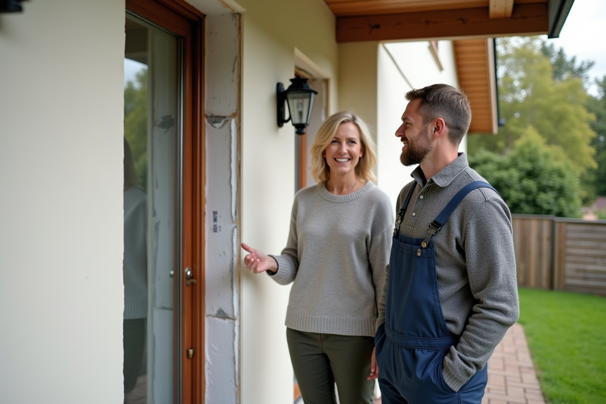 Femme et installateur discutent de l