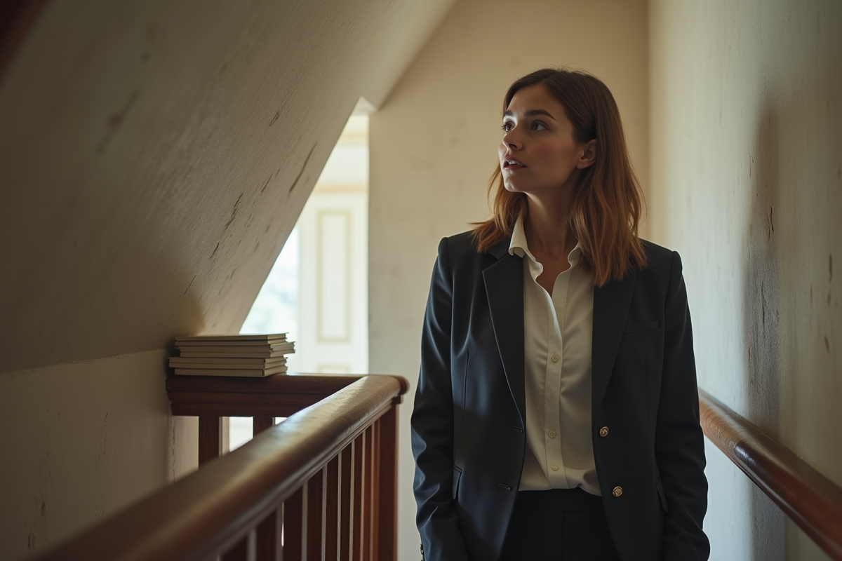 Jeune femme regardant vers l