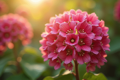 Fleurs de kalmia en gros plan dans un jardin ensoleille