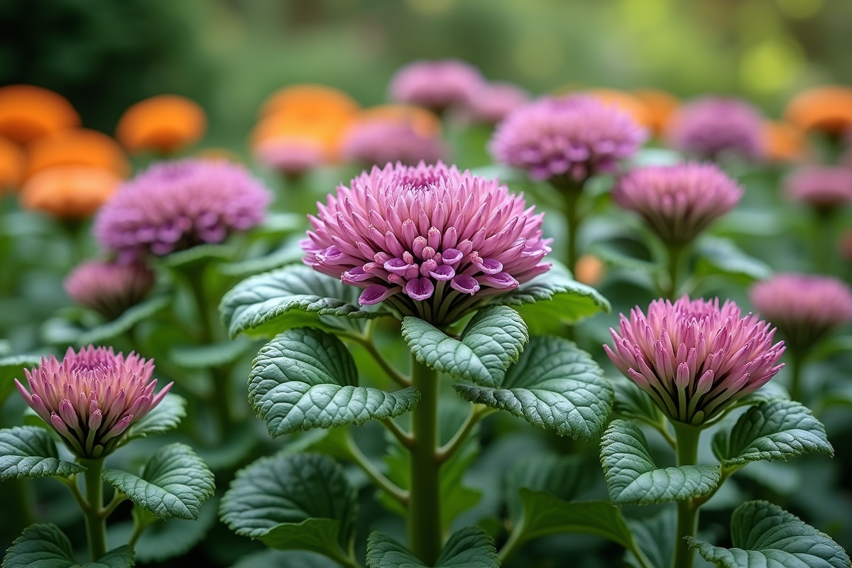 Parterre de fleurs de kale en plein jour avec couleurs naturelles
