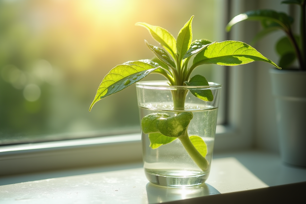 Tige de passiflore fraîche dans un vase d